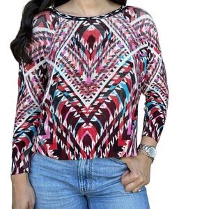 Vintage Y2K Custo Barcelona Wool Sweater Colorful Abstract Wearable Art Sz Small